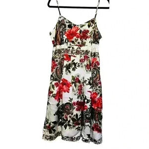 YASB Sz M 100% Silk Boho Floral Paisley Print Lightweight Party‎ Wedding Guest